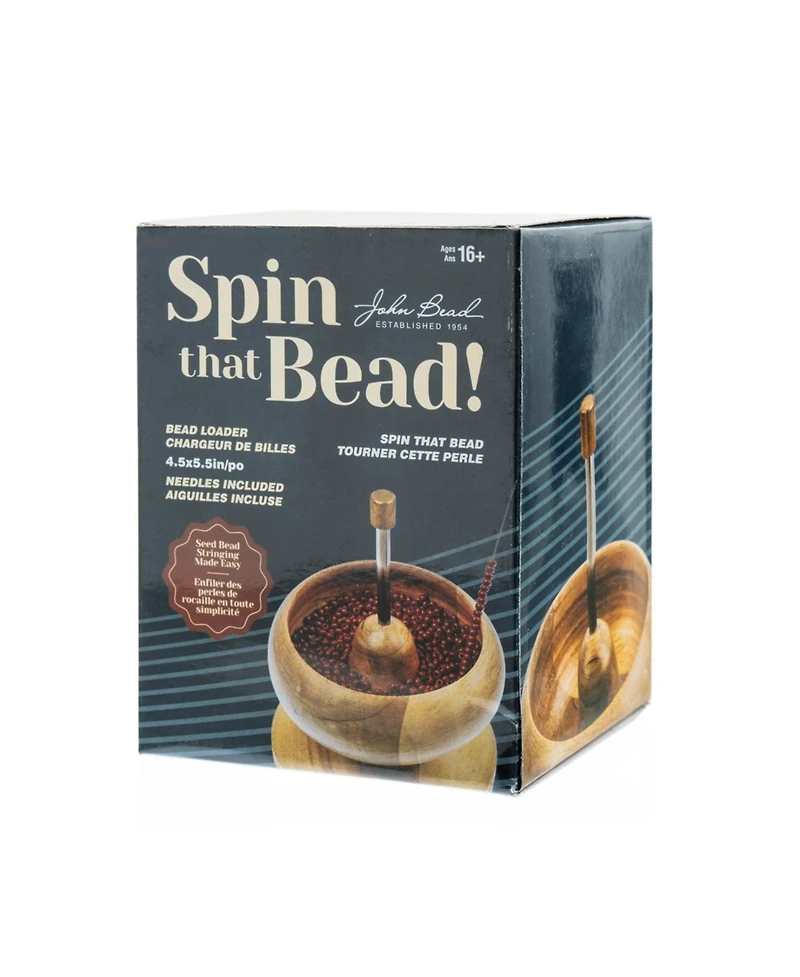 John Bead Wooden Bead Spinner with 2 Beading Needles, Manual String Bead Loader, Spinning Tool for Diy Craft Jewelry Making