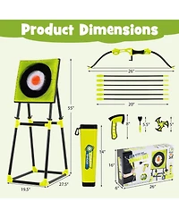 Sugift 4-in-1 Kids Axe Throwing Game Set with Bristle Target, Axes, Darts and Bow, Indoor Outdoor, Ages 8