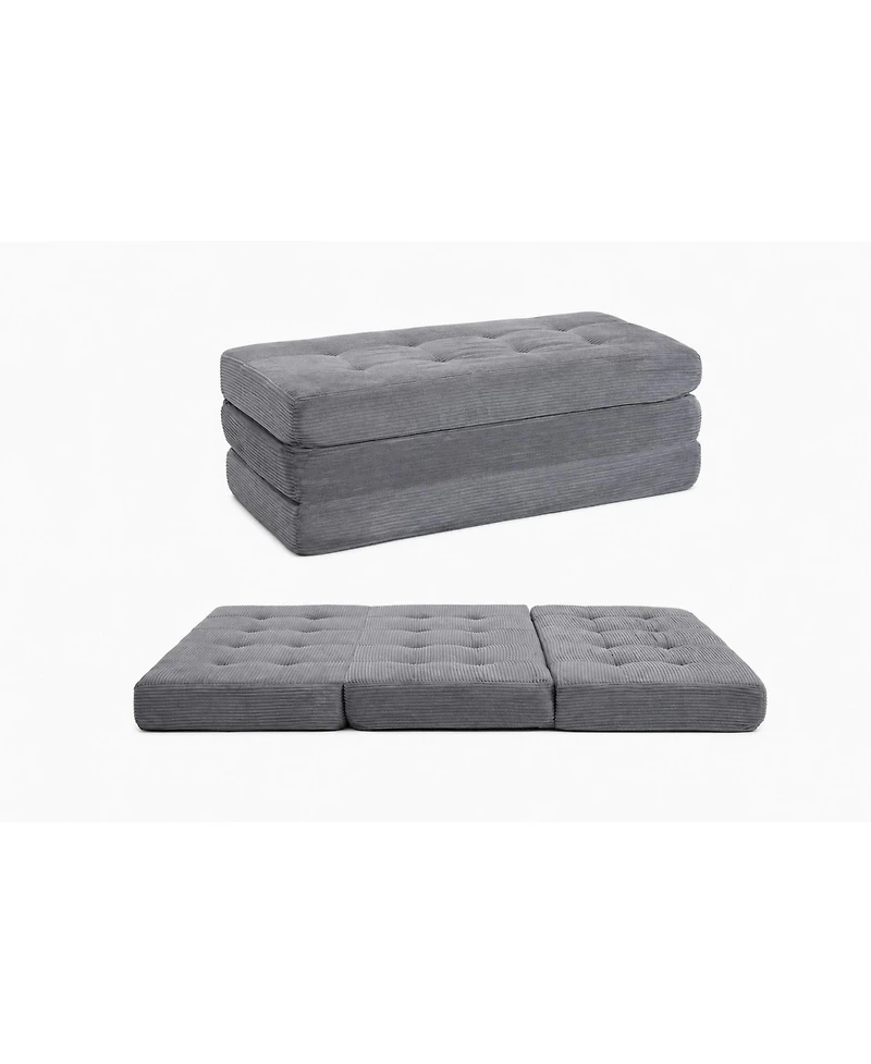 homfan 6" Tri-Fold Floor Mattress – Folding Chenille Sofa Bed, Twin Size Portable Mat for Camping or Guest
