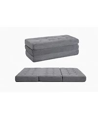 homfan 6" Tri-Fold Floor Mattress – Folding Chenille Sofa Bed, Twin Size Portable Mat for Camping or Guest