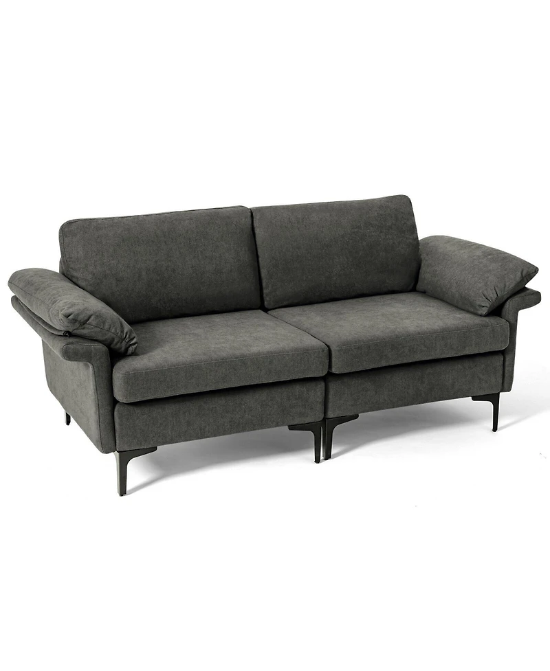 Slickblue Upholstered Loveseat Sofa with Metal Legs and Accent Armrest Cushions