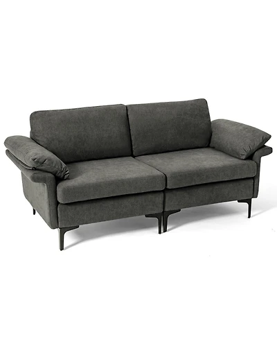 Slickblue Upholstered Loveseat Sofa with Metal Legs and Accent Armrest Cushions