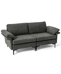 Slickblue Upholstered Loveseat Sofa with Metal Legs and Accent Armrest Cushions