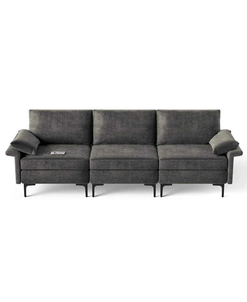 Slickblue 3 Seat Sectional Sofa with Metal Legs and Built-in Usb Charging Ports