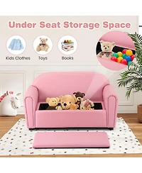 Slickblue Kids Upholstered Armchair with Storage Function for Bedroom or Playroom