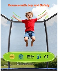 Mecale 8 Feet Outdoor Trampoline with Safety Net and Thickened Pad