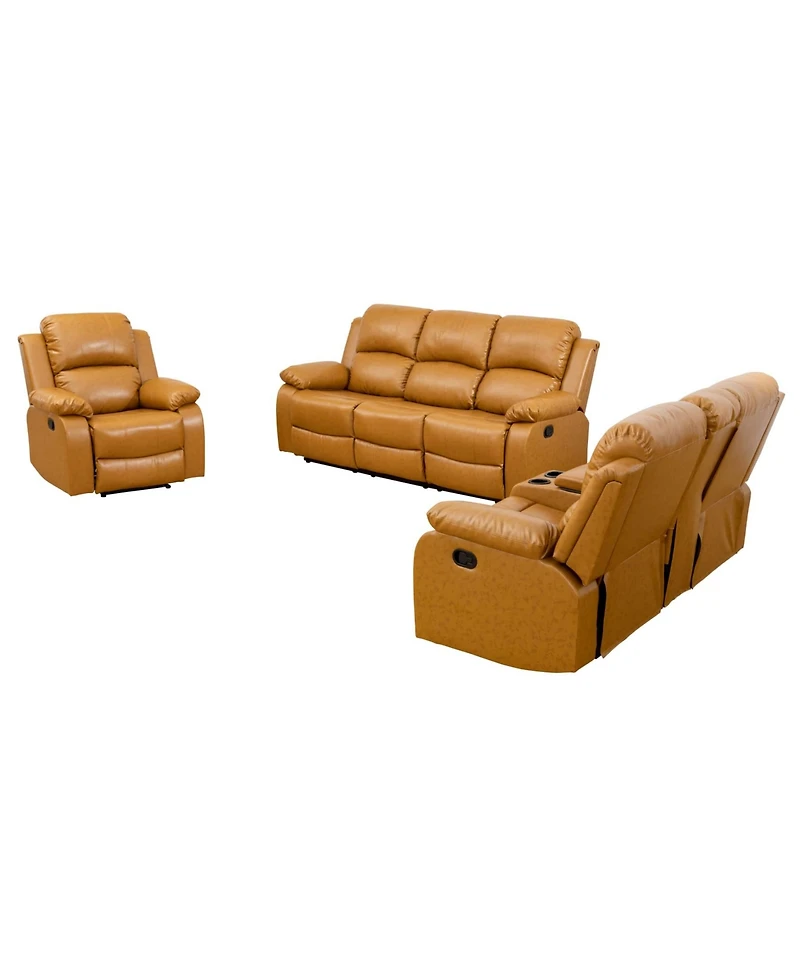 Tribesigns 6-Seater Recliner Sofa Set, Leather Sofa with Storage Console, Cup Holders, Semi-pu/Pvc Upholstery