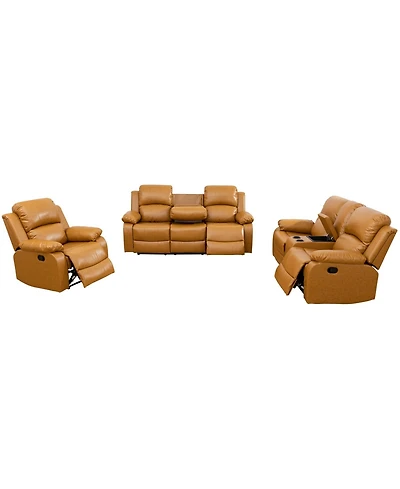 Tribesigns 6-Seater Recliner Sofa Set, Leather Sofa with Storage Console, Cup Holders, Semi-pu/Pvc Upholstery