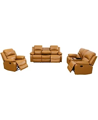 Tribesigns 6-Seater Recliner Sofa Set, Leather Sofa with Storage Console, Cup Holders, Semi-pu/Pvc Upholstery