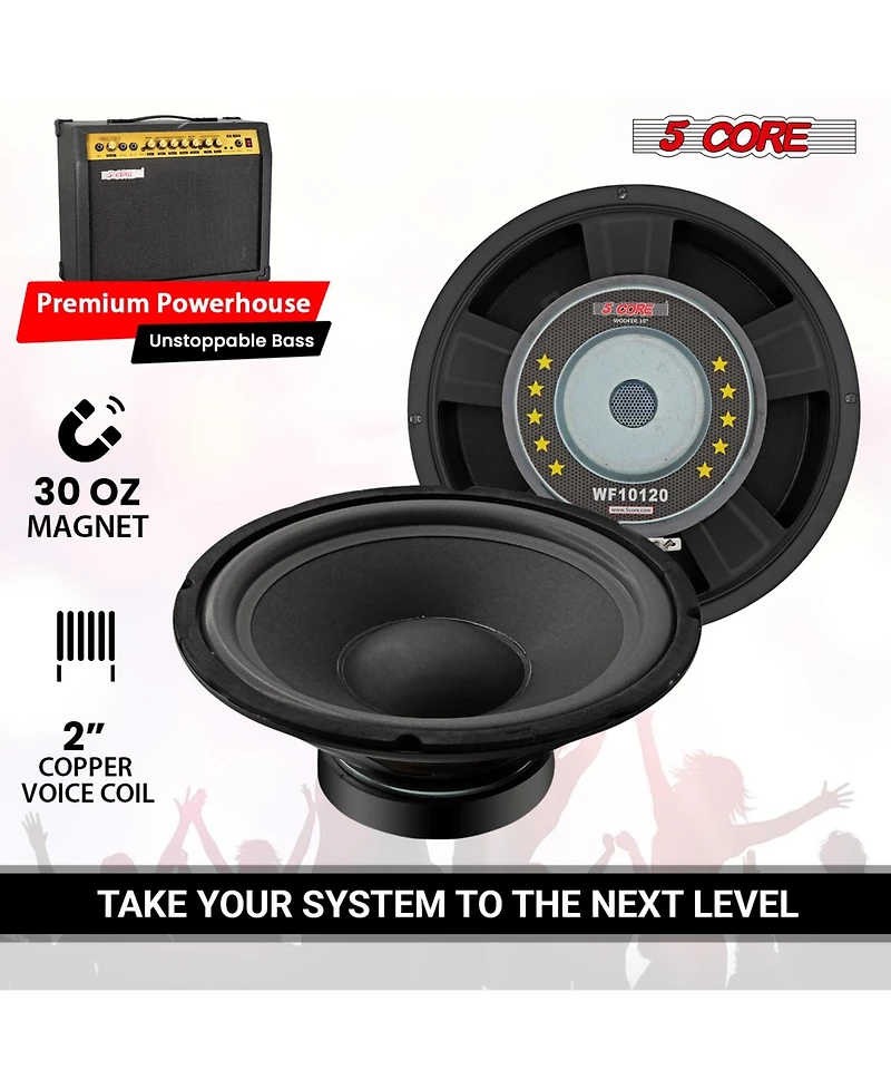 5 Core 10 Inch Guitar Speaker Replacement 600W 8 Ohm Low Distortion for Electric Guitar Amp Cabinet
