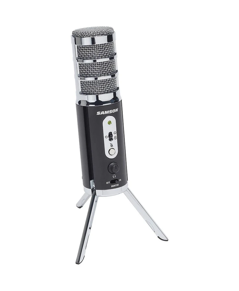 Samson Satellite Usb/iOS Broadcast Microphone with Dual 16mm Condenser Capsules, Bundle With Samson SR350 Over-Ear Stereo Headphones, HandA Pop Filter
