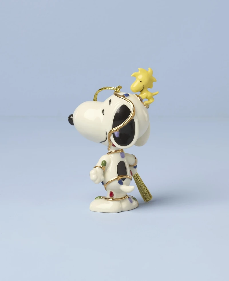 Lenox Snoopy Tangled in Lights Ornament