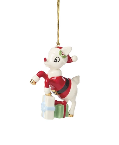 Lenox Rudolph in a Santa Suit Ornament