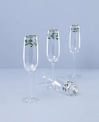 Lenox Holiday Decal Flute Glasses, Set of 4