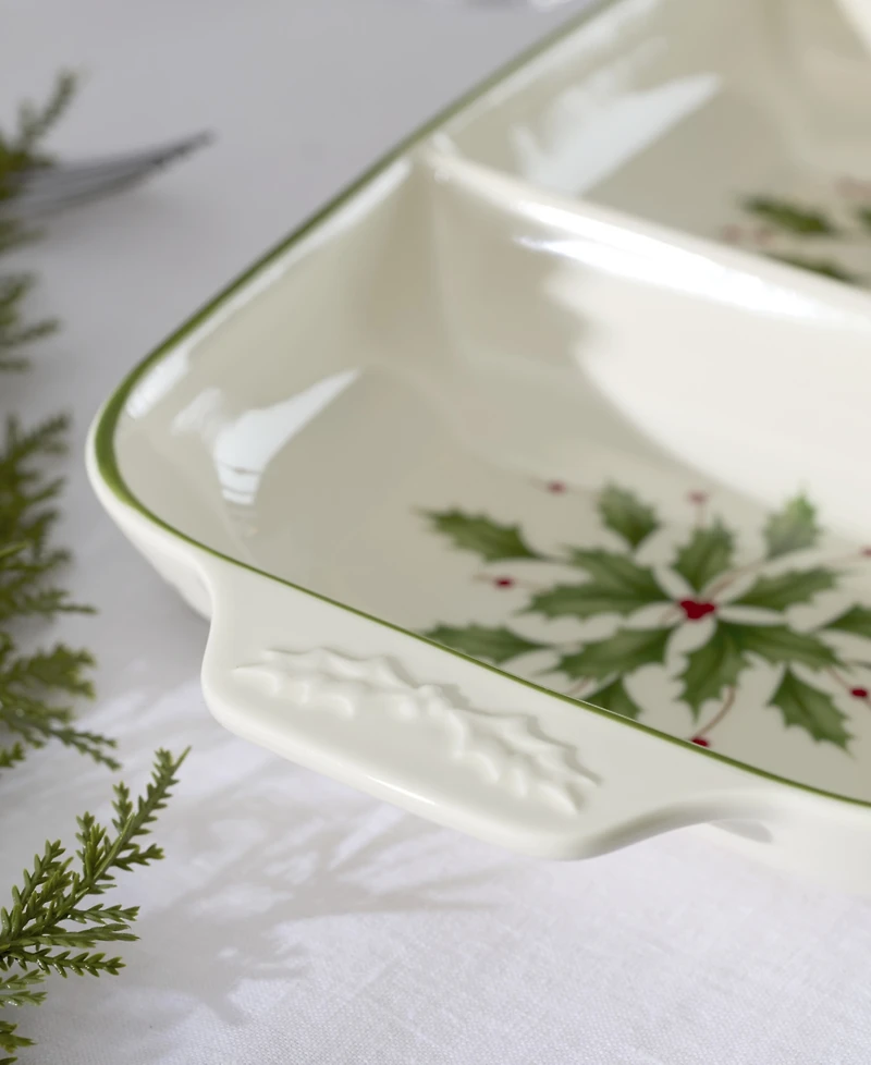 Lenox Holiday Carved Divided Dish