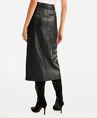 I.n.c. International Concepts Women's High-Waisted Front Slit Faux-Leather Pencil Midi Skirt, Macy's Exclusive