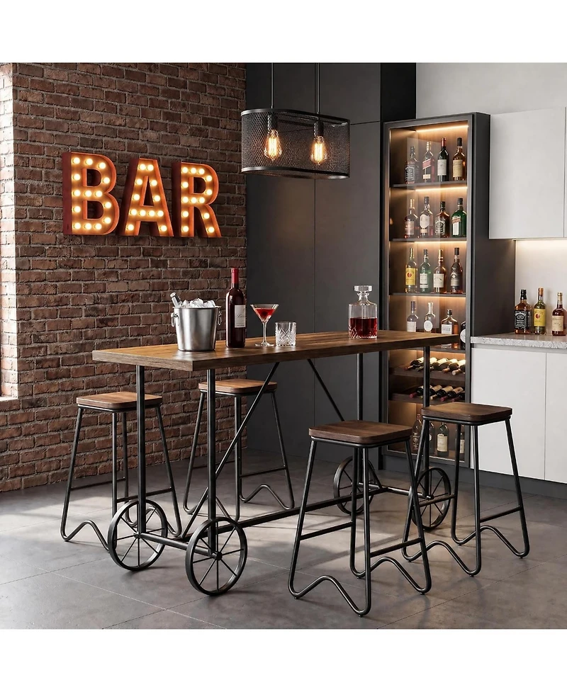 Tribesigns 63-Inch Long Bar Table, Counter Bar Height Table with Bicycle-Style Metal Base, Industrial Rectangular Hightop Bar Pub