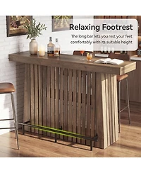 Tribesigns 2-Tier Bar Table, 63" Wooden Home Bar Unit with Footrest, Large Counter Height Pub Table with Storage Shelves