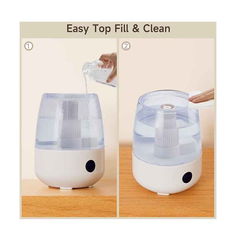 Topteng 1.8 Gal Humidifier – 30H Runtime, Dual Mist, Remote Control & Oil Diffuser for Bedroom