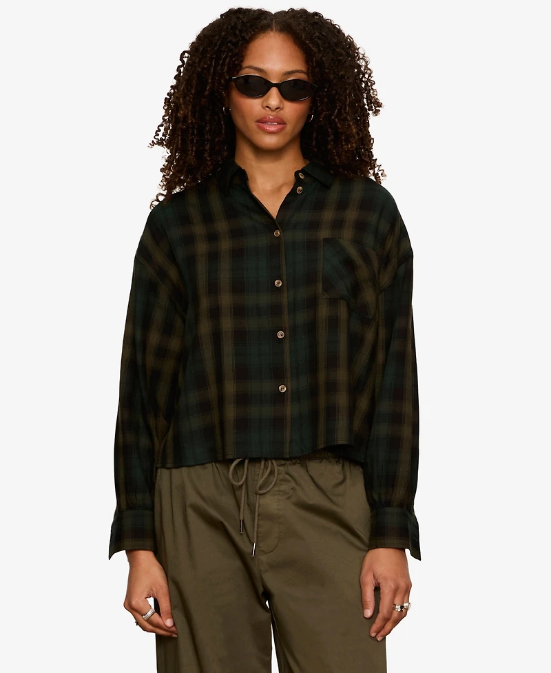 Sanctuary Women's The Autumn Cropped Flannel Button-Up Shirt