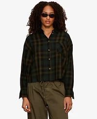Sanctuary Women's The Autumn Cropped Flannel Button-Up Shirt