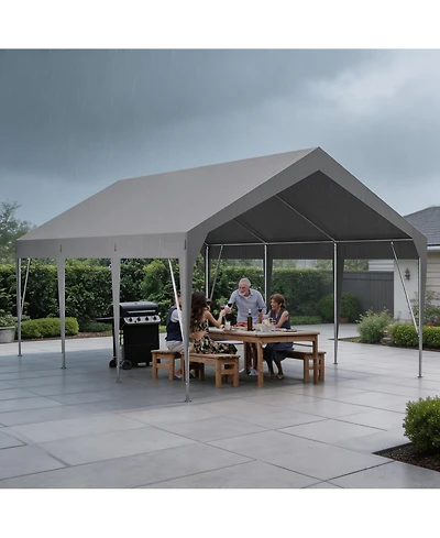 homfan Carport Canopy with Steel Frame, Heavy Duty Pe Vehicle Shelter for Cars Trucks Boats Driveway Backyard Patio