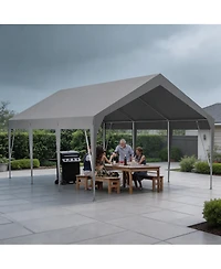 homfan Carport Canopy with Steel Frame, Heavy Duty Pe Vehicle Shelter for Cars Trucks Boats Driveway Backyard Patio
