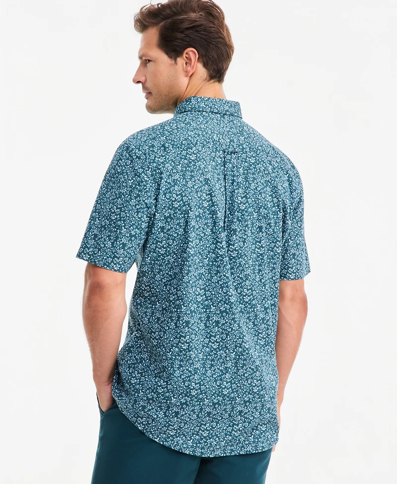 Club Room Men's Poplin Duo-Tone Floral Short-Sleeve Shirt, Macy's Exclusive