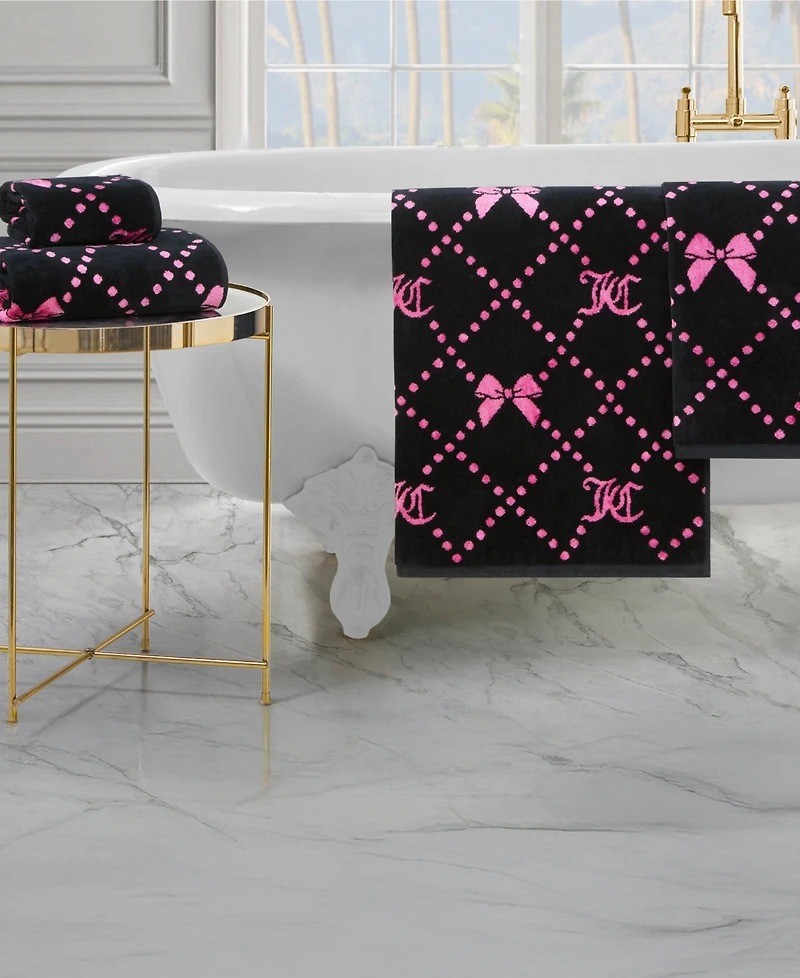 Juicy Couture Printed Jacquard Cotton 4-Piece Bath Towel Set