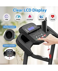 Everyfun Folding Treadmill with 2.5HP Quiet Motor - 12 Preset Programs, Led Display, Heart Rate Sensors, Pad and Cup Holders
