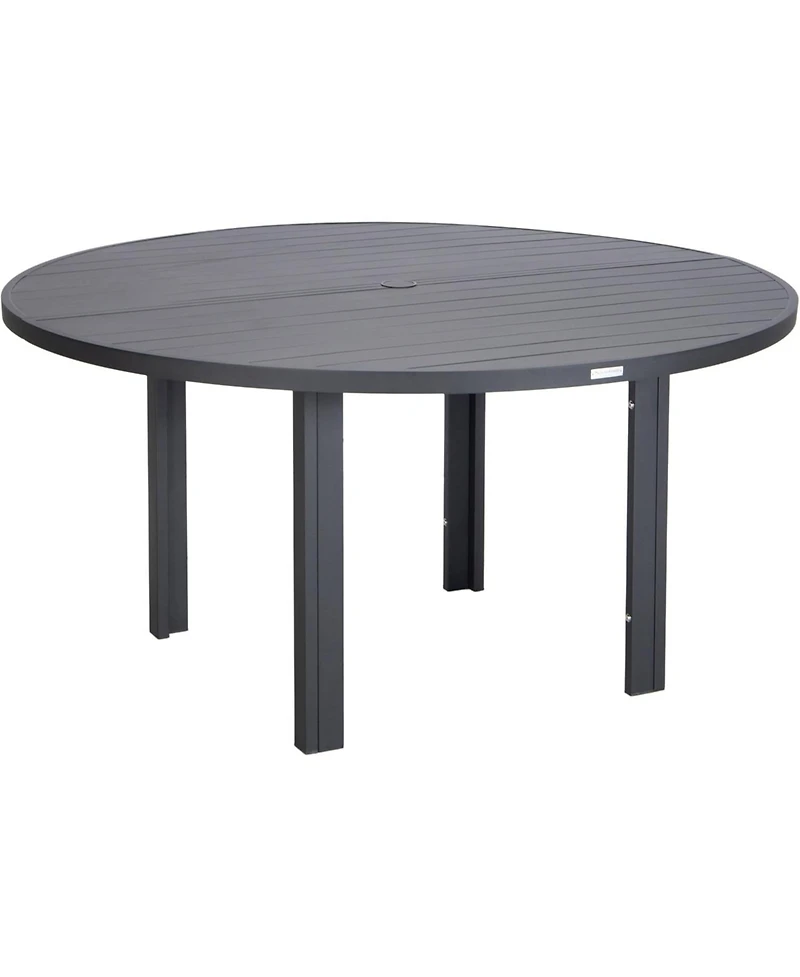LeisureMod 60" Round Outdoor Aluminum Dining Table for Modern Home, Patio, Backyard Garden Chelsea Collection