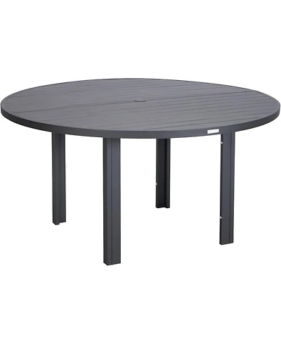 LeisureMod 60" Round Outdoor Aluminum Dining Table for Modern Home, Patio, Backyard Garden Chelsea Collection
