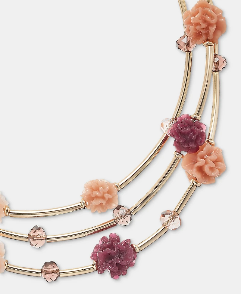 lonna & lilly Flower Layered Collar Necklace, 16" + 3" extender
