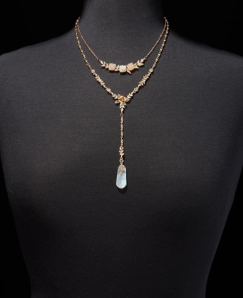 lonna & lilly Flower Layered Lariat Necklace, 16" + 3" extender