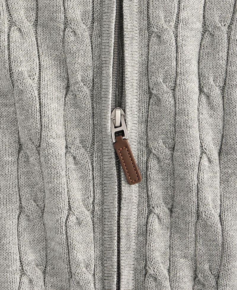 Club Room Men's Cable-Knit Full-Zip Sweater, Created for Macy's