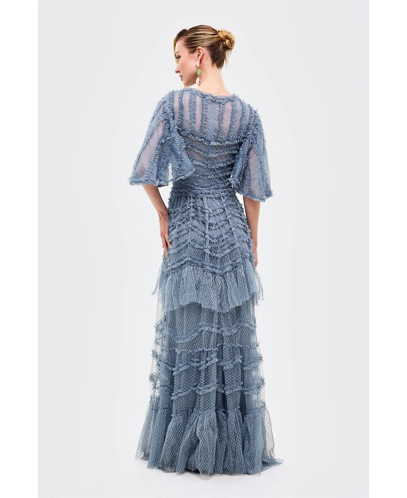 Beauut Women's Flutter Ruffle Maxi Dress