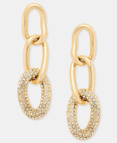 Dkny Pave Link Linear Drop Earrings