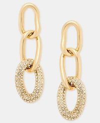 Dkny Pave Link Linear Drop Earrings