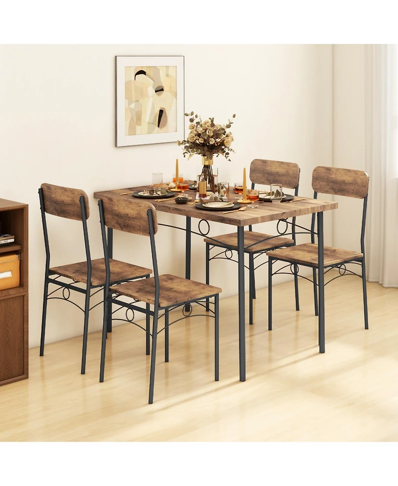 Sugift 5-Piece Industrial Dining Table Set for 4 for Small Place Apartment