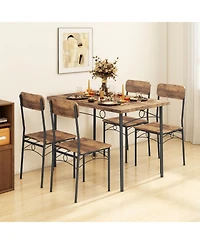 Sugift 5-Piece Industrial Dining Table Set for 4 for Small Place Apartment