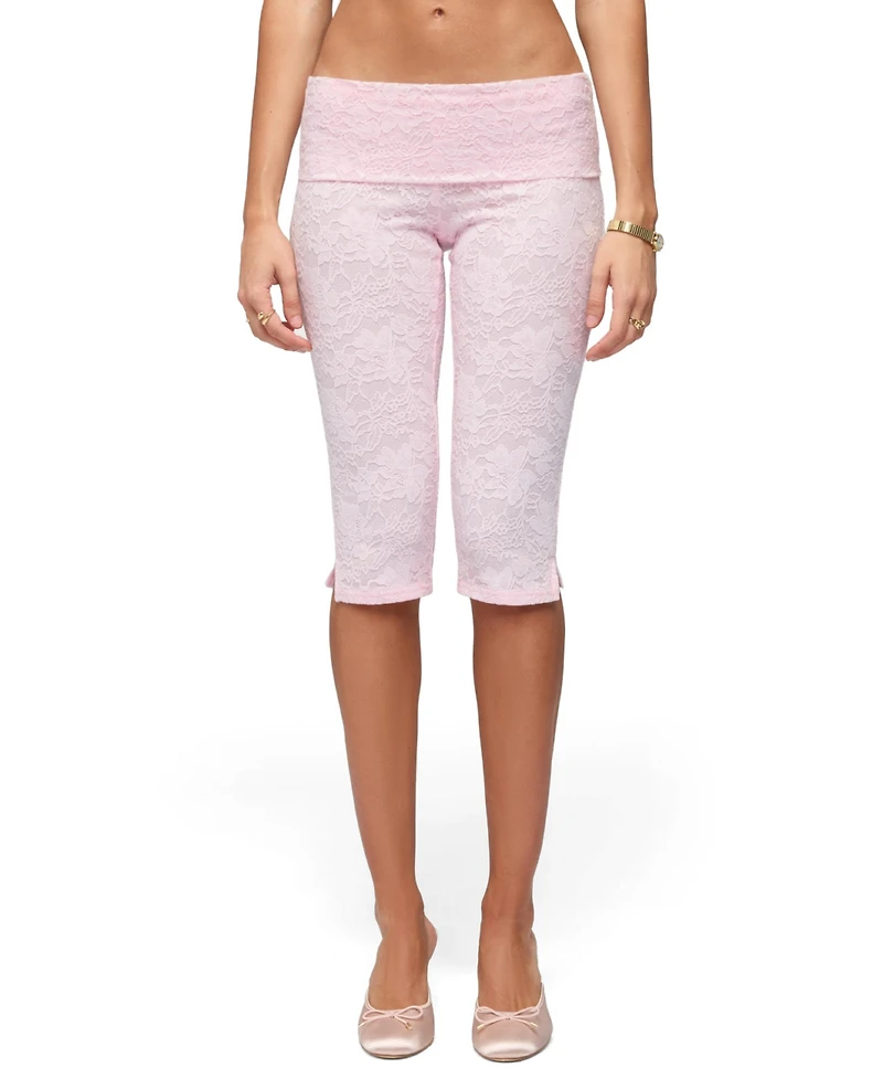Edikted Women's Talisa Foldover Lace Capri Leggings