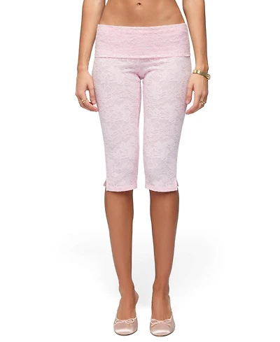 Edikted Women's Talisa Foldover Lace Capri Leggings