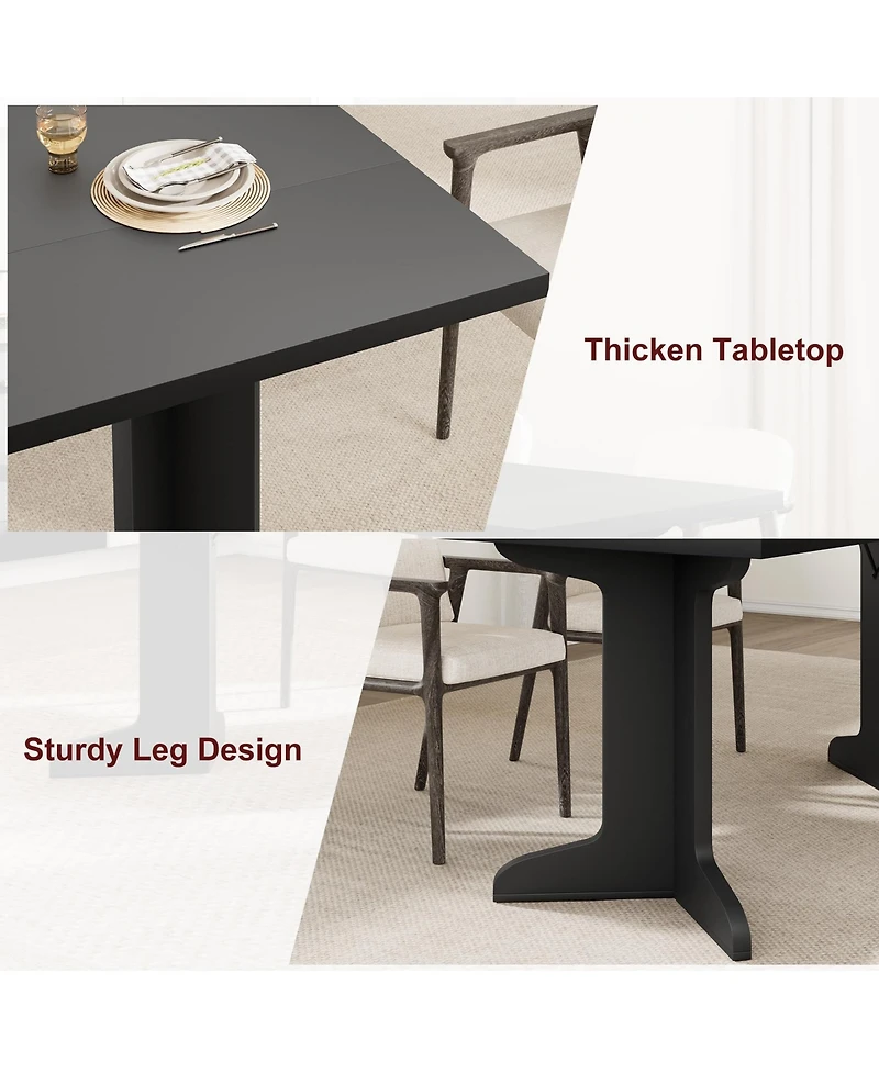 homfan 71" Large Dining Table for 6 to 8 People, Modern Dinner with Unique Wooden Legs, Rectangle Kitchen, Room
