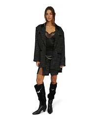 Belle & Bloom Women's City Noir Tweed Oversized Blazer