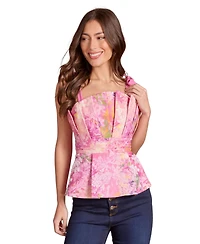Coast Women's Bow Shoulder Printed Peplum Top