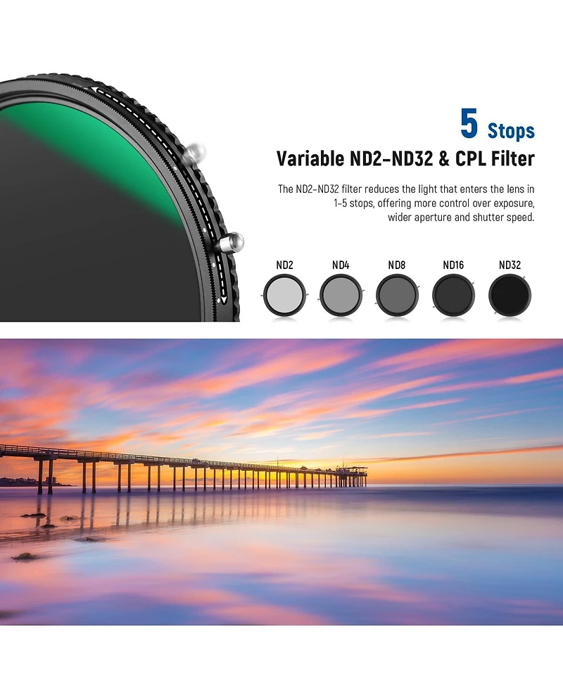 Neewer ND2-ND32 Camera Lens Accessory with 2 in, ND2, ND32