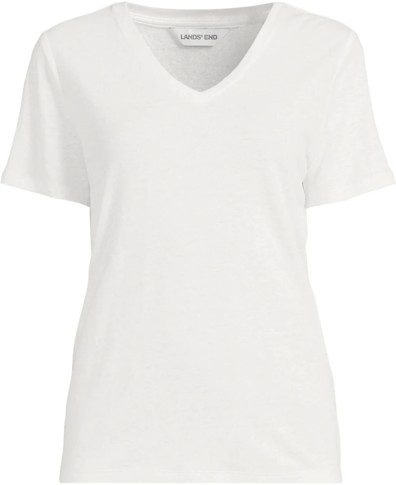 Lands' End Plus Short Sleeve Linen Blend V-neck Tee