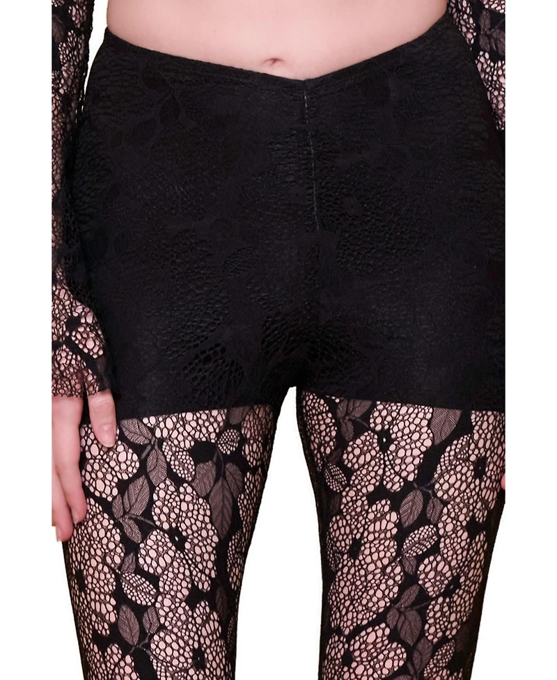 Pcfg Women's The Party Edit Lace Leggings with Built Ribbed Shorts
