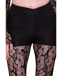 Pcfg Women's The Party Edit Lace Leggings with Built Ribbed Shorts