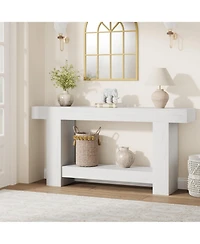 homfan Console Table with Lower Shelf for Entryway, Hallway or Living Room, Long Sofa Table with Storage, Multiple Finishes